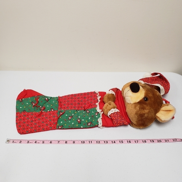 Smithy 22" Bear Christmas Holiday Stocking Vintage Santa Christmas Trees - Picture 3 of 9